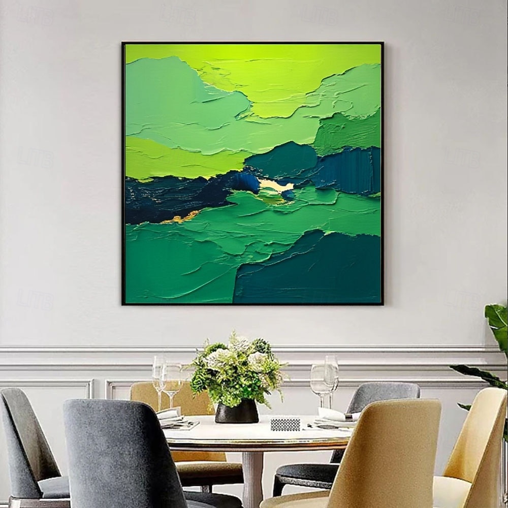 Abstract Green Landscape Oil Painting on Canvas Modern Textured ...