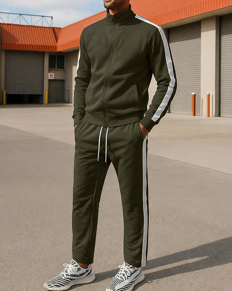 Ανδρικά Φόρμα Στολή τρεξίματος Σετ Φόρμας Πλήρες φερμουάρ Συνδυασμός Χρωμάτων Ρούχα σύνολα Φθινόπωρο & Χειμώνας Μαύρο Κίτρινο Για Υπαίθρια Χρήση Ταξίδια Αθλητικά Ζεστό Μακρυμάνικο Αθλητισμός 2026 - $47.99 –P8