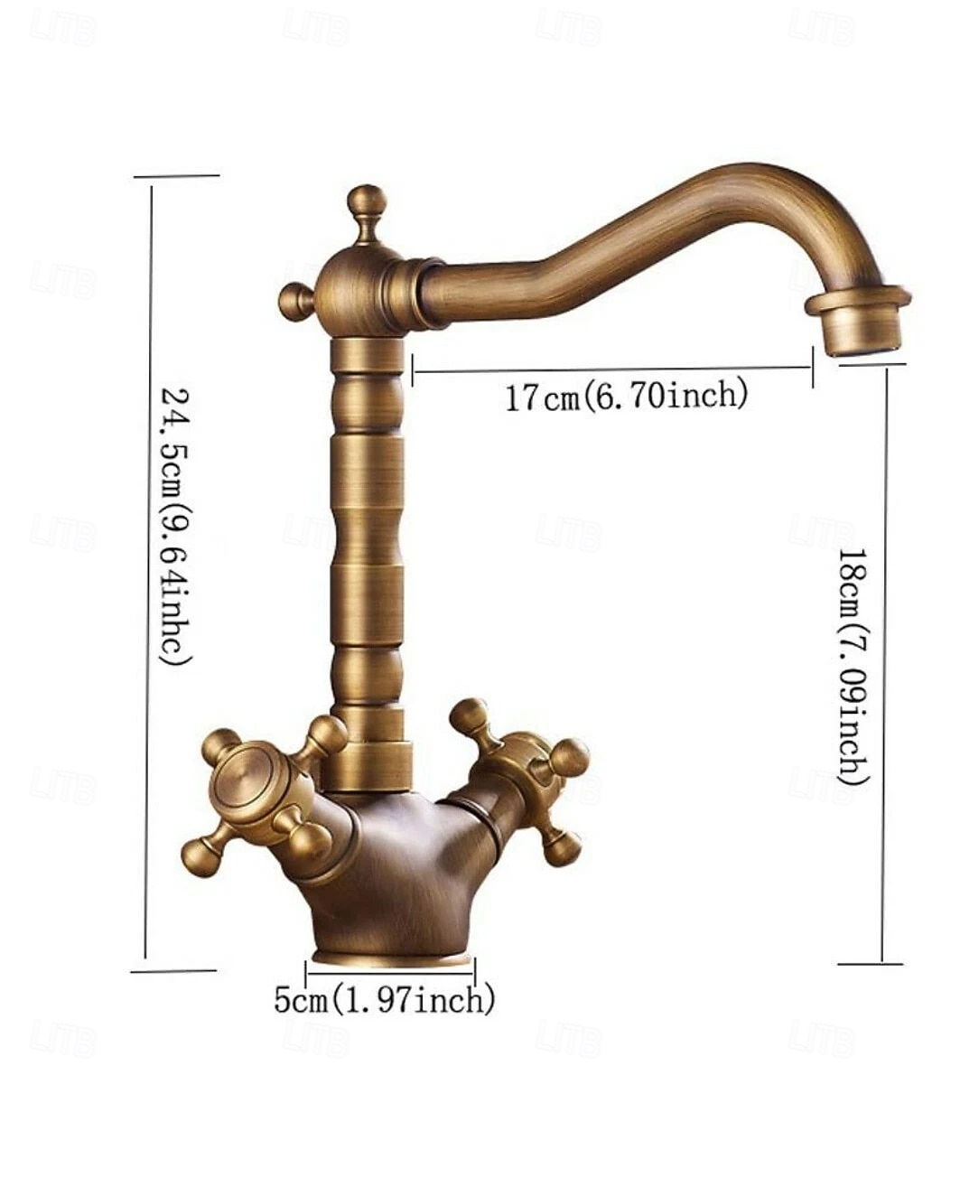 robinet de cuisine en laiton antique, mélangeurs un trou bec standard monté sur le pont robinets de cuisine traditionnels avec interrupteur chaud et froid de 2026 ? $182.99 –P1