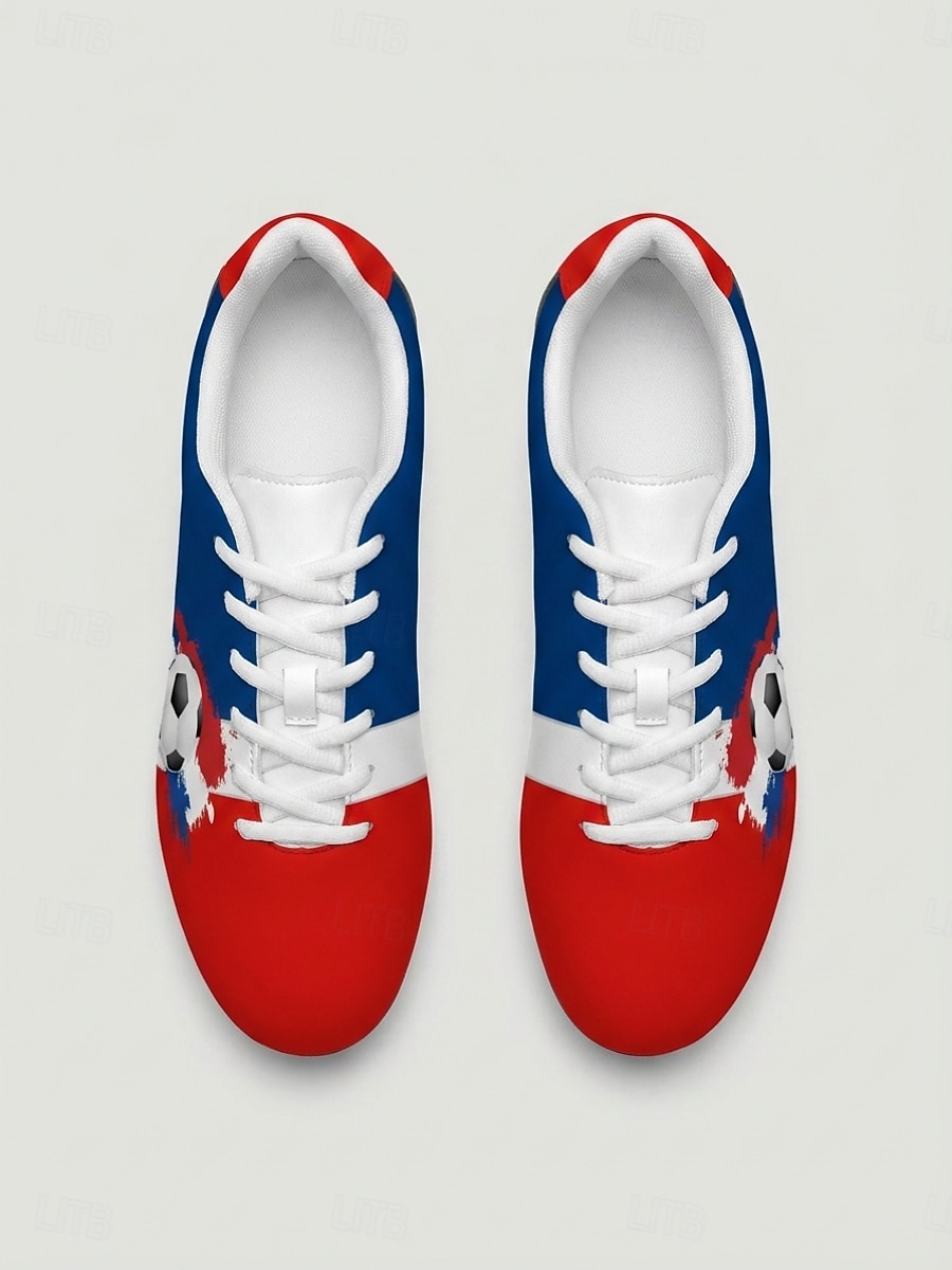 Men's France Lace-up Soccer Cleats, Red Blue Football Shoes, Fan Style Outdoor Turf Footwear for Training, Matches, Sports & Casual Wear 2026 - $59.99 –P2