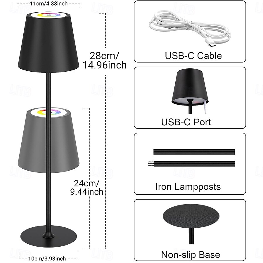 LED Reading Desk Lamp New Modern French Style Eye-Friendly  Rechargeable, RGB, Long Battery Life, Home Use, Living Room & Bedroom, Touch Dimming & Color Adjustment, Ambient Light Decorative Accent, 2026 - $23.99 –P8