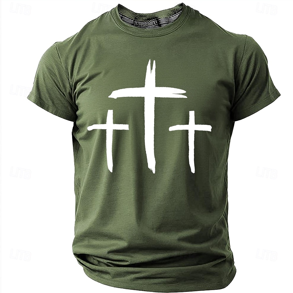 Hombre Cruz Camiseta Manga Corta Camiseta Impresión 3D Cuello Barco Camisa Moda Design Sencillo Casual Diario Fiesta Rojo Verano Primavera Ropa S M L XL XXL XXXL 2026 - $18.99 –P16