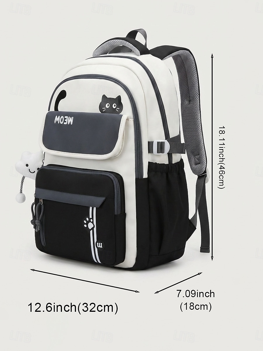 Women's Polyester Backpack, Cat Print Design, Luggage Strap Compatible, Large Capacity, Adjustable Shoulder Straps, Multiple Colors, Ideal for Back-to-School, Travel, Outdoor, Daily Casual Wear 2026 - $29.99 –P9