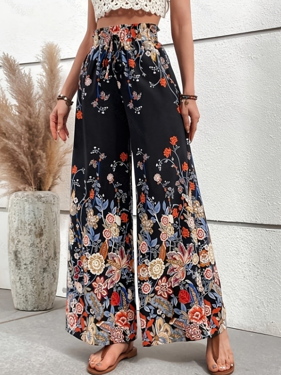 Damskie Spodnie szerokie nogawki Typu Chino Urlop Codzienny Boho Pełna długość Wysoka talia Kwiaty Graficzny Elastyczny pas Nadruk Wygodne Miękka Wygodny Elastyczny Na zewnątrz Urlop Ulica Niebieski 2026 - $24.99 –P13