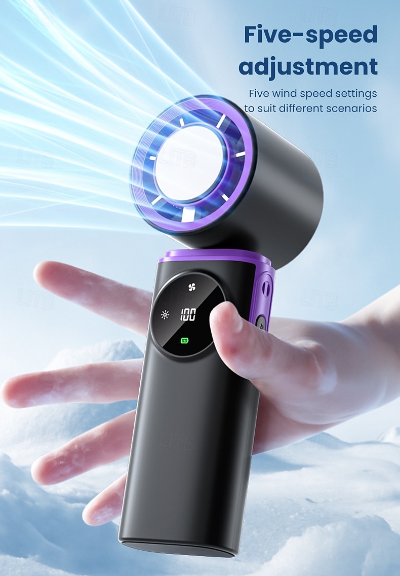 Turbo Fan USB Rechargeable Portable Neck & Handheld Fan with Built-in Night Light, 5-Speed Adjustable, Rotatable Head, Mini Personal Cooling Fan for Indoor, Outdoor, Travel, Camping 2026 - $35.99 –P5