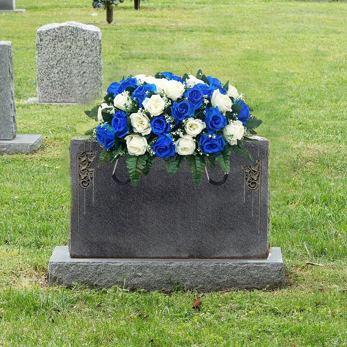 Collier de fleurs artificielles pour pierre tombale, rose, pour la journée du souvenir, décoration de tombe, couleurs inaltérables, installation facile de 2026 ? $45.99 –P8