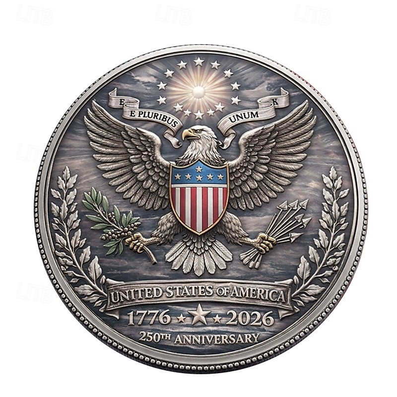 U.S. 250th Anniversary American Revolution Commemorative Coin 1776-2026, George Washington Crossing Medal, Patriotic Collectible, Independence Day Historical Tribute Gift 2026 - $19.99 –P2