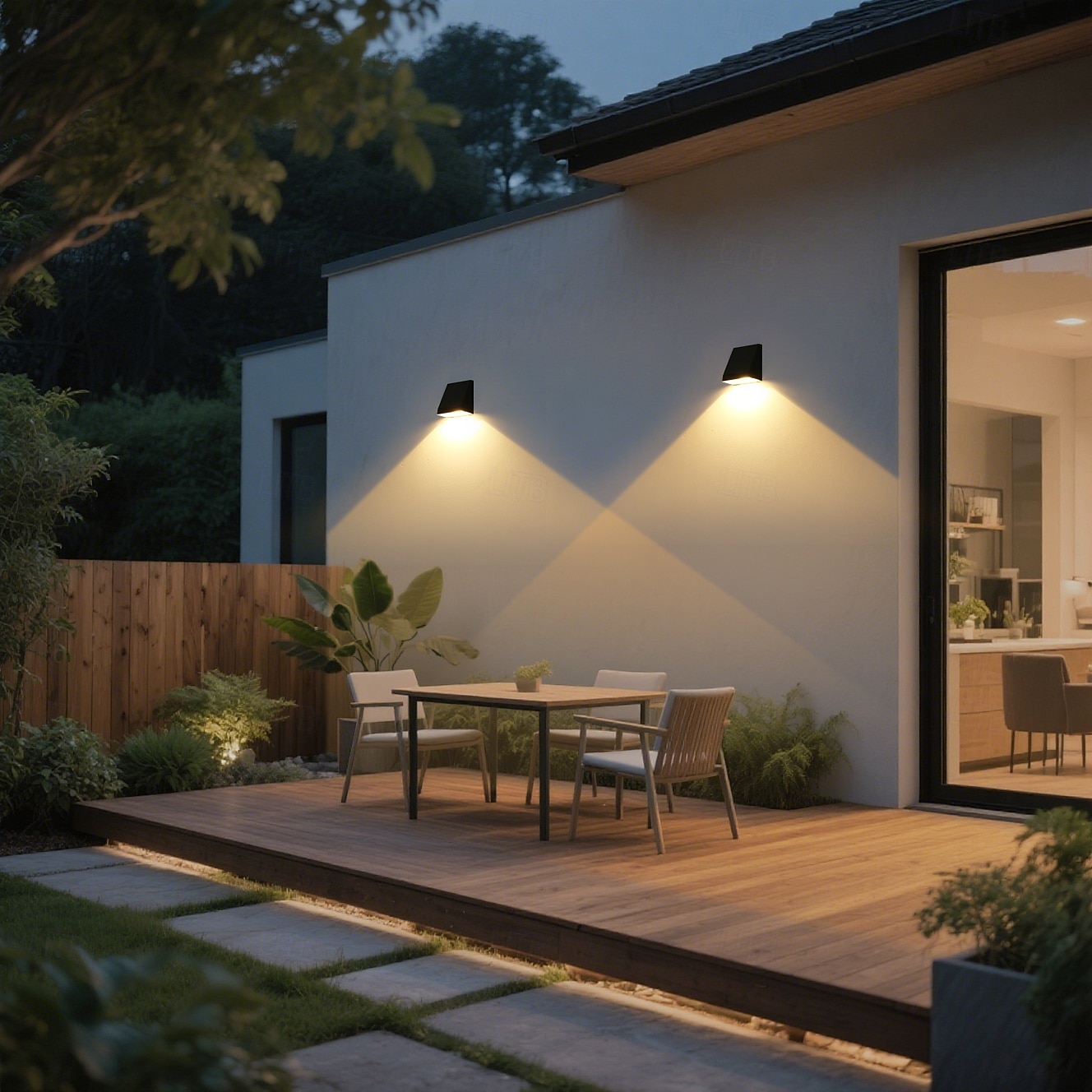 2 stk. utendørs solcelledrevne IP65 vanntette LED-vegglamper med bevegelsessensor, vaskelys for hage, terrasse, gårdsplass, gjerde, trapper, veranda, terrasse, dekorativ utendørs LED-belysning med 2026 - $41.99 –P1
