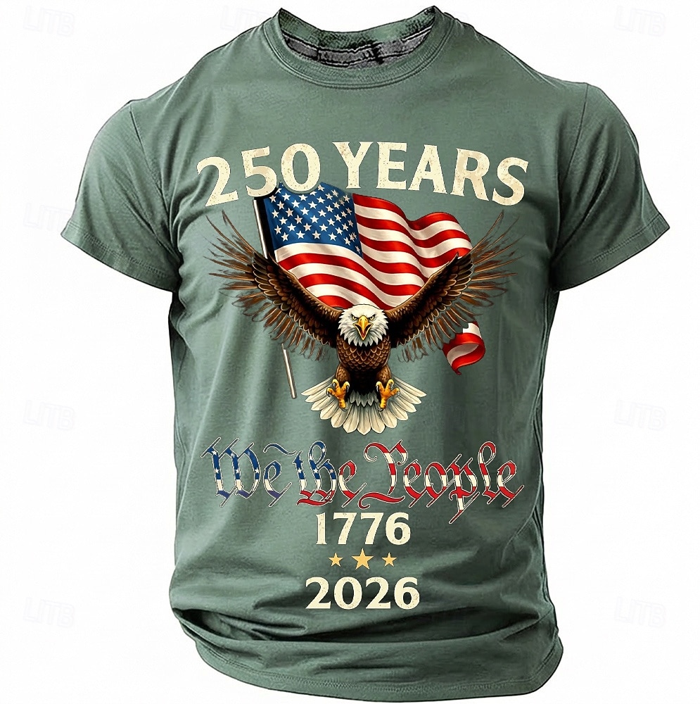 250 Years 1776 2026 We The People Men's Patriotic Bald Eagle American Flag Vintage USA Pride T Shirt Graphic Crew Neck Short Sleeve Independence Day Celebration Gift Designer Clothing Apparel 2026 - $18.99 –P8
