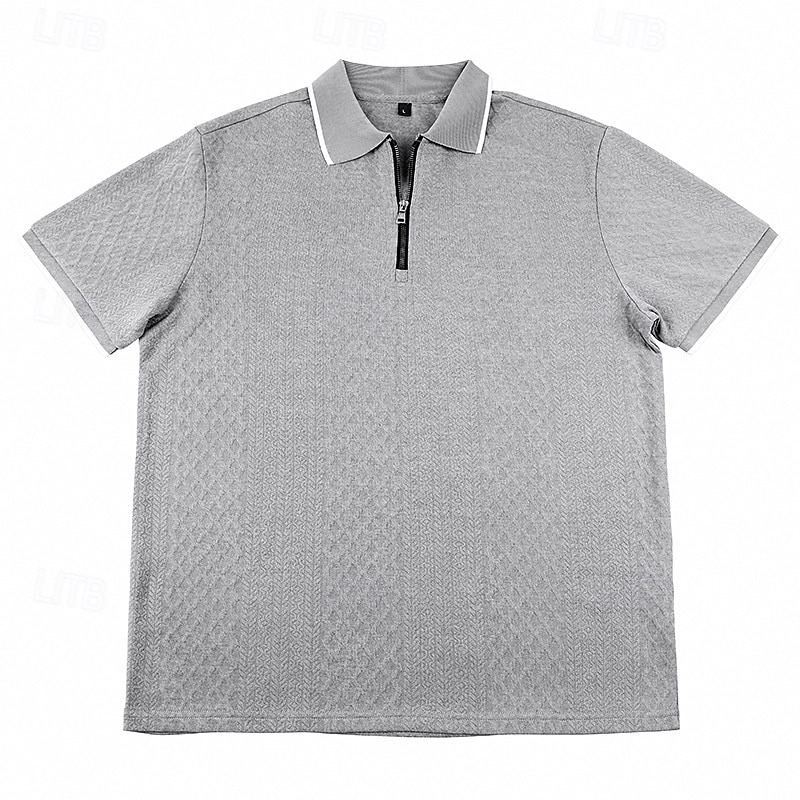 Men's Polo Polo Shirts Casual Daily Quarter Zip Short Sleeve Fashion Basic Plain Jacquard Zipper Spring & Summer Summer Spring Regular Fit Blue Black White Burgundy Navy Blue khaki Polo 2026 - $22.99 –P3