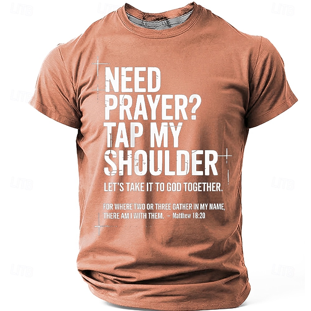 Pánská biblická potřebujete modlitbu klepněte mi na rameno Matouš 18 20 biblický verš křesťanské náboženské víry outreach T tričko grafické volnočasové krátký rukáv církevní oblečení ministerstva 2026 - $19.99 –P5