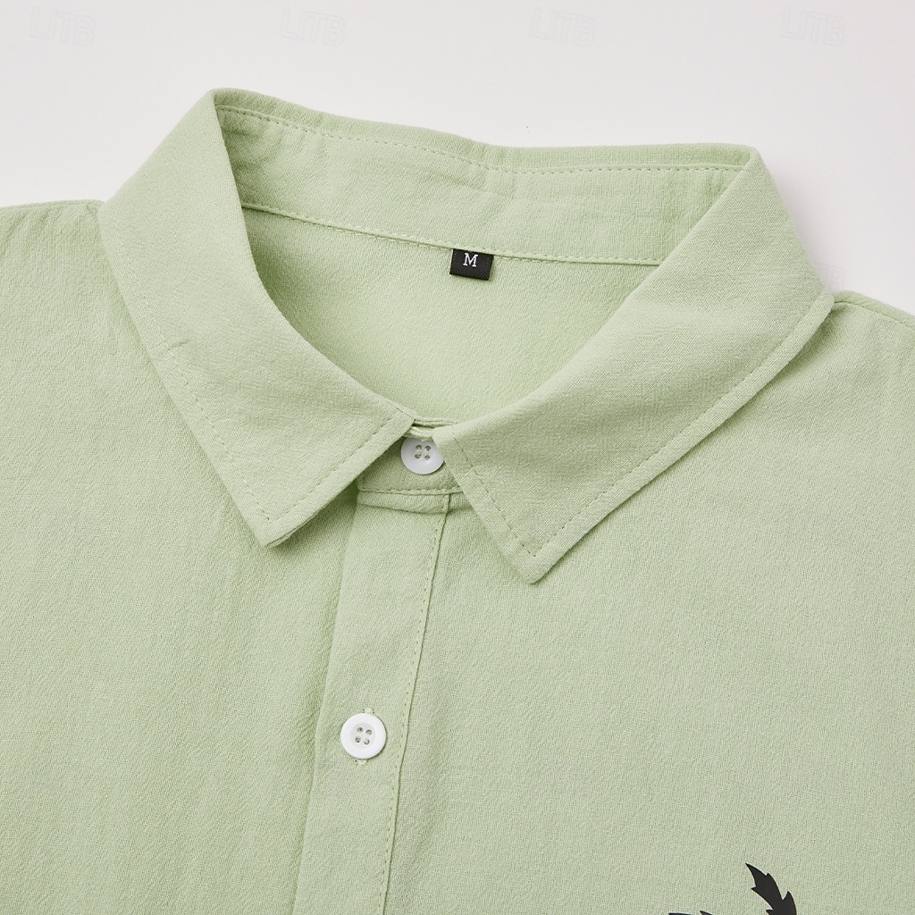 Miesten Pellava paita Minimalistinen Aloha-paita Rento paita Puuvillainen pellava paita Button Up paita Kookospuu Loma Katu Musta Valkoinen Vaaleanpunainen Tumma laivastonsininen Lyhythihainen 2026 - $21.99 –P8