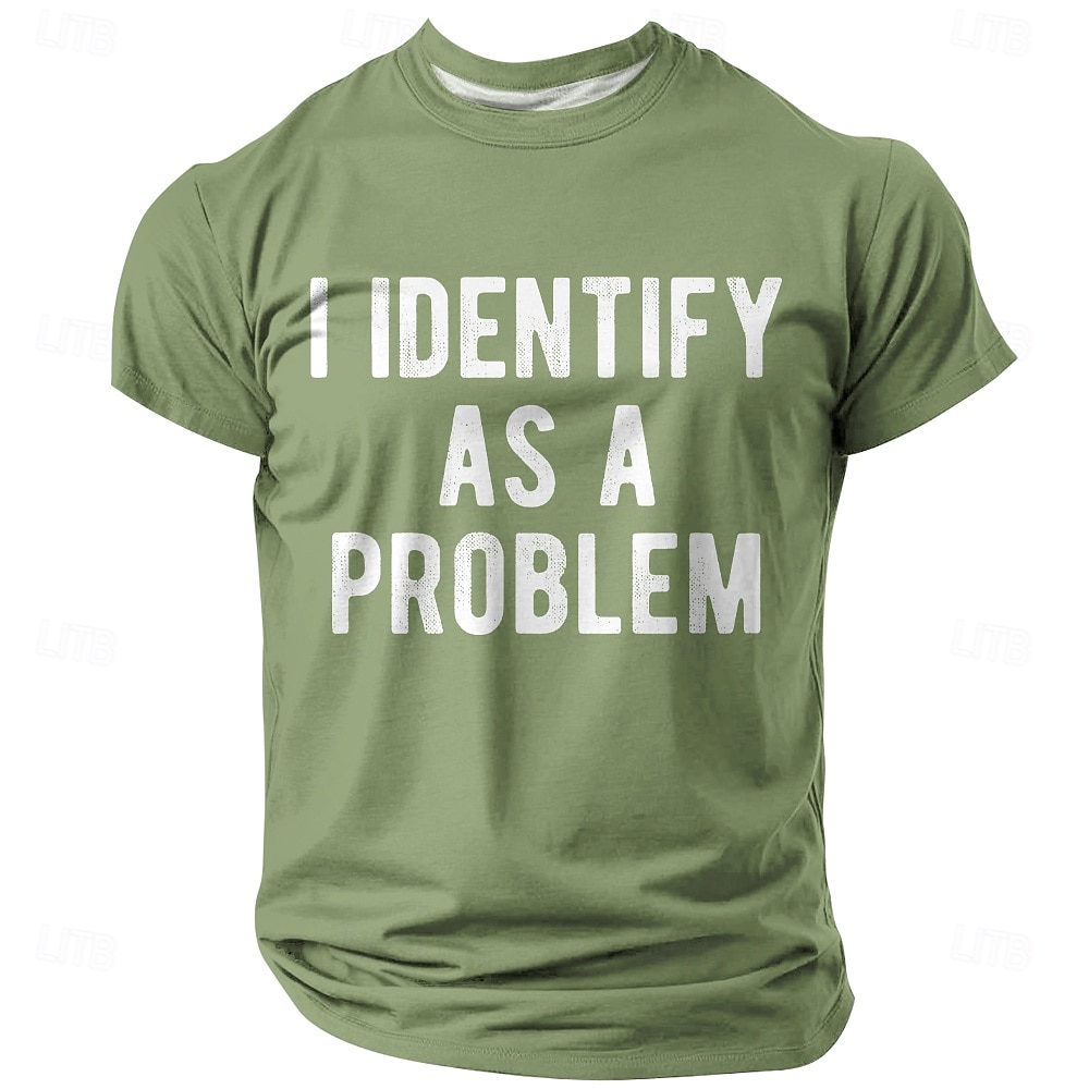 Camiseta retro divertida y sarcástica para hombre con estampado "Me identifico como un problema", corte regular, azul marino, ropa de diseñador, tallas S, M, L, XL, 2XL, 3XL. 2026 - $18.99 –P3