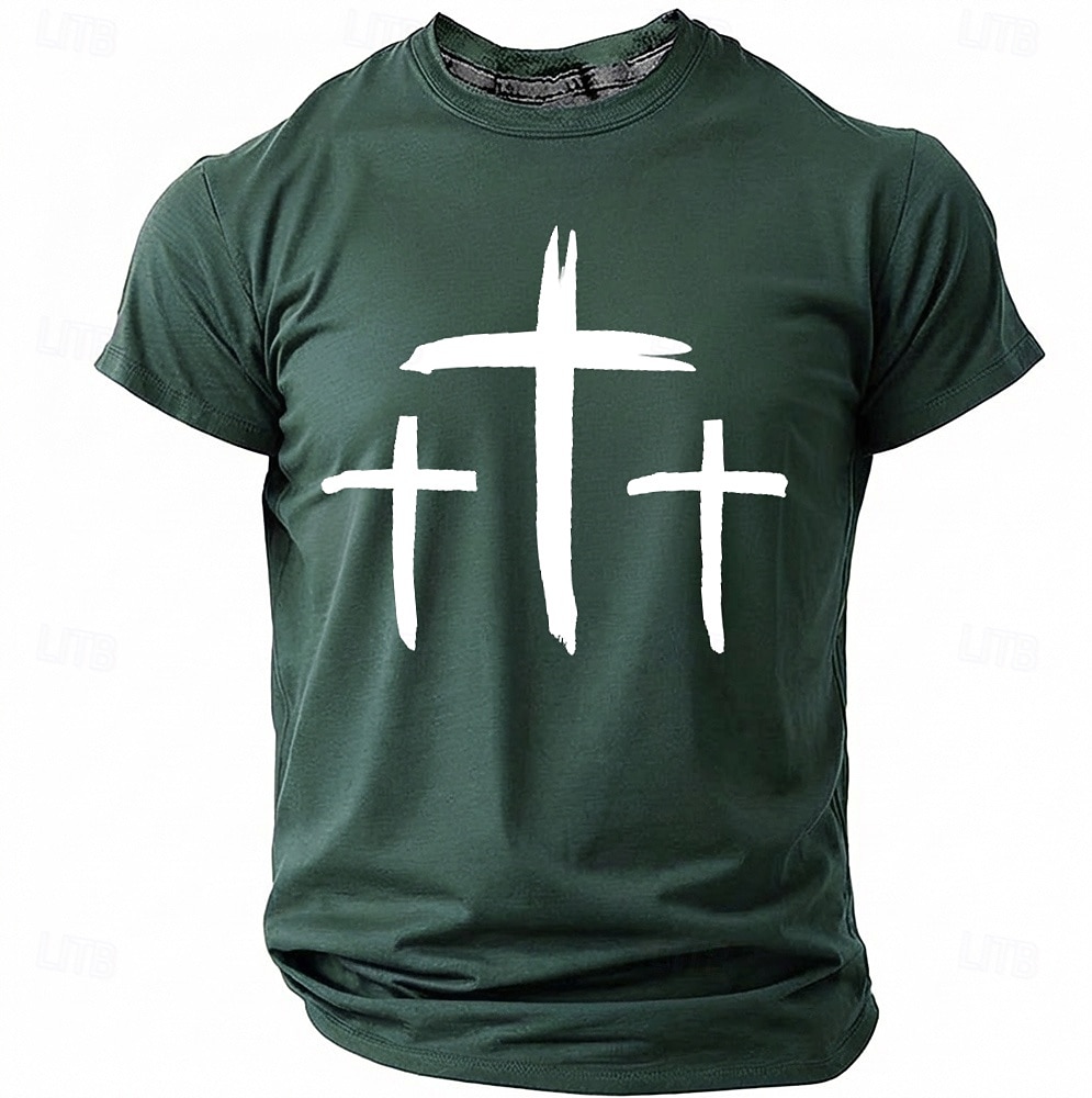 Hombre Cruz Camiseta Manga Corta Camiseta Impresión 3D Cuello Barco Camisa Moda Design Sencillo Casual Diario Fiesta Rojo Verano Primavera Ropa S M L XL XXL XXXL 2026 - $18.99 –P7