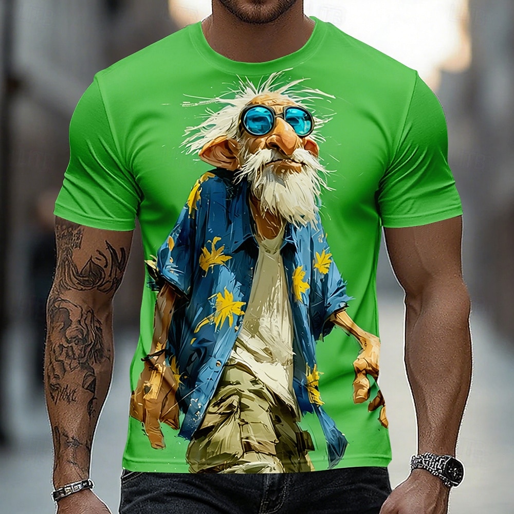 Voor heren Ombre Oude man T-shirt Korte mouw T-shirt 3D-afdrukken Strakke ronde hals Overhemd Grappig Casual Dagelijks Straat blauw Licht Blauw Groen Zomer Lente Kleding S M L XL 2XL 3XL 2026 - $18.99 –P2