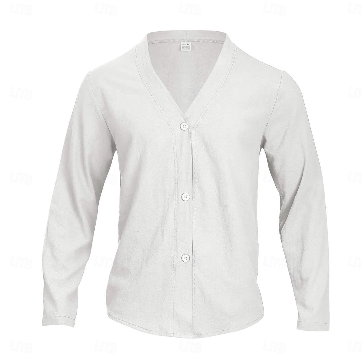 Herren Leinenhemd Sommerhemd Strandbekleidung Knopfhemd Strickjacke Einfach Lässig Urlaub Blau Schwarz Weiß Khaki Langarm V Ausschnitt Sommer Frühling Bekleidung 2026 - $24.99 –P4