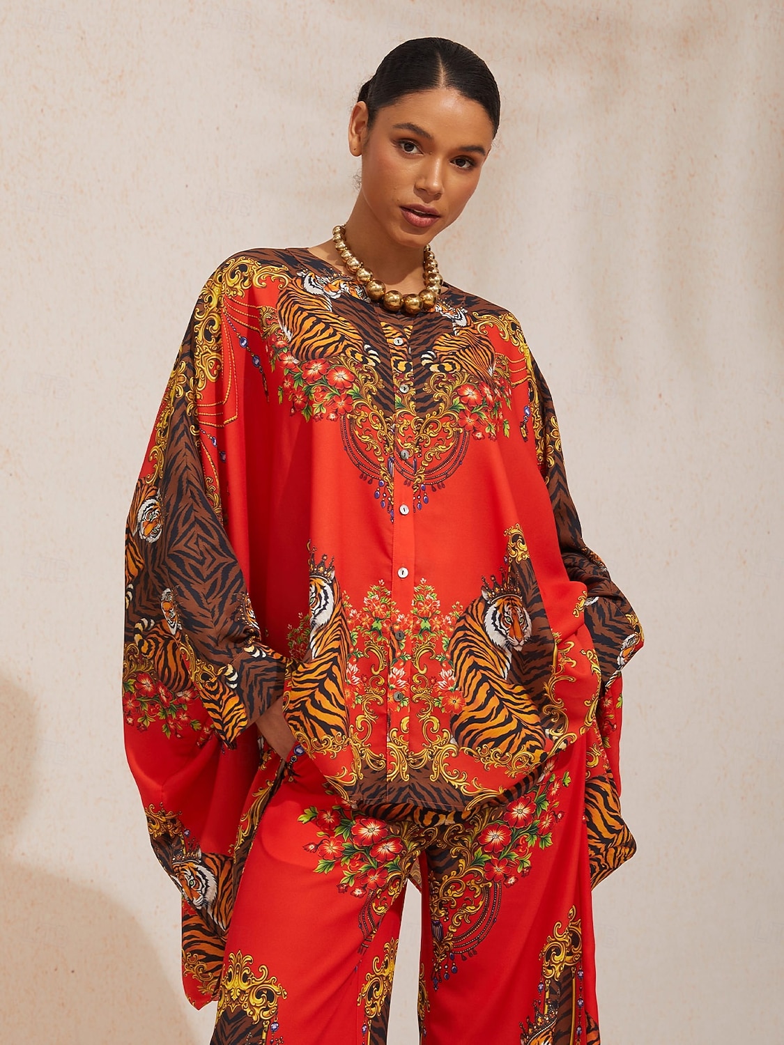 Scarlet Tigress Fließendes Chiffon-Hemd mit Dolman-Ärmeln 2026 - $79.99 –P1