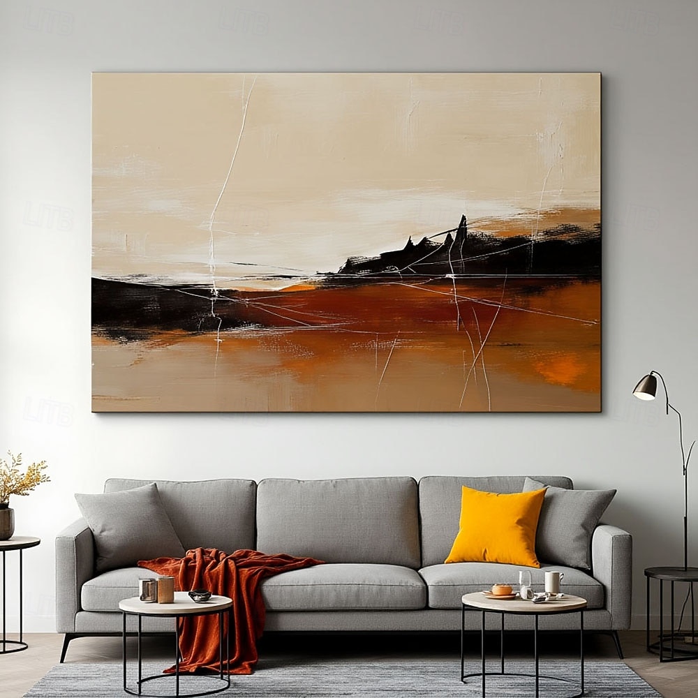 canvas wall art painting Handmade Abstract Brown Black Landscape Oil ...