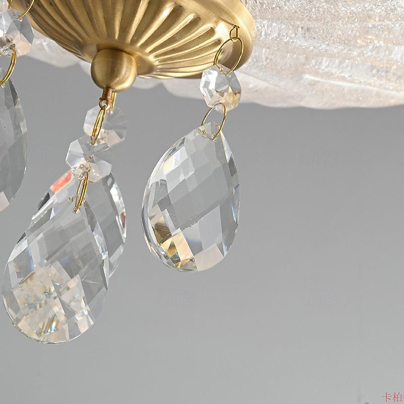 Modern Minimalist Round Dome Glass Crystal Full Copper Chandeliers 2/3/4 Light E14 Flush Mount Ceiling Light For Bedroom 110-240V 2026 - $208.59 –P15
