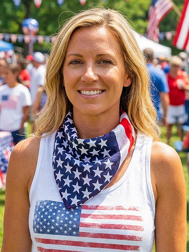 Dwuczęściowy zestaw bandany damskiej w stylu boho z bawełny z amerykańską flagą, uniwersalny szal na głowę i komin na 250. rocznicę USA, Dzień Niepodległości, festiwale i codzienny ubiór 2026 - $9.99 –P2
