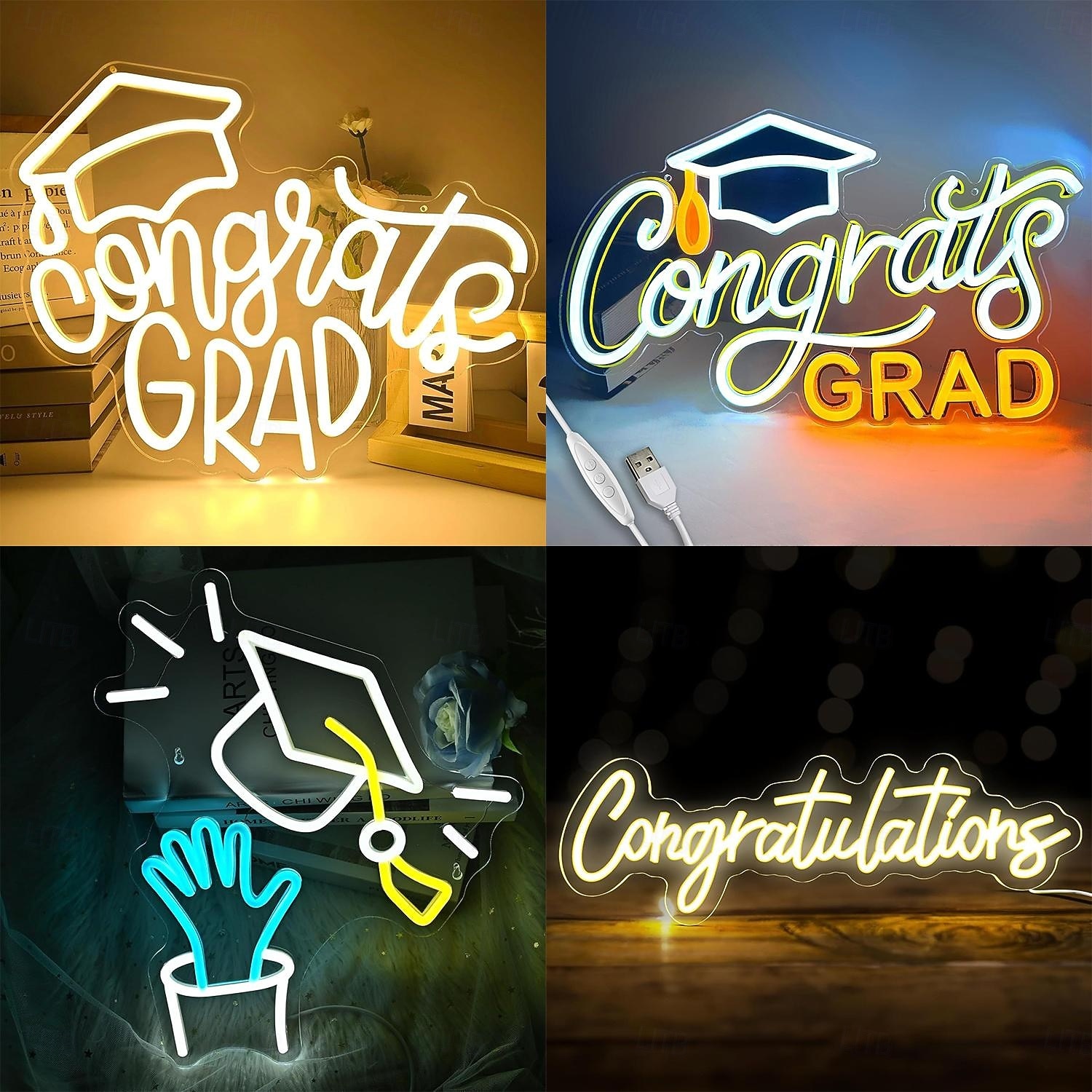 semn LED neon pentru absolvire, lumină de petrecere alimentată prin USB, decor strălucitor pentru cămin, dormitor, sărbătoare interioară, iluminat atmosferic pentru petrecere de absolvire 2026 - $35.99 –P9