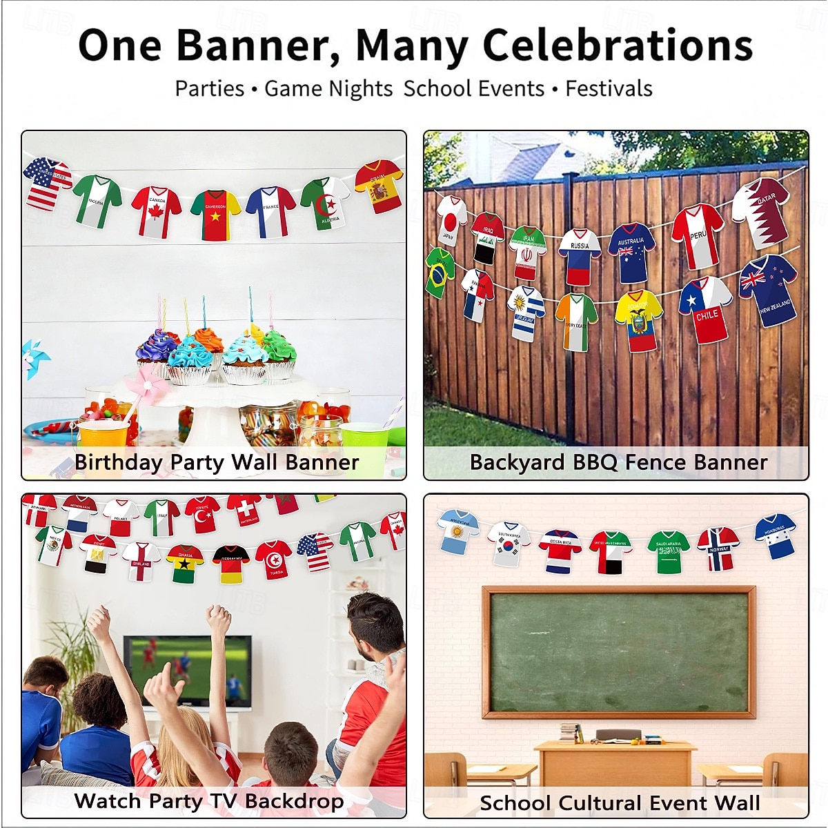 Ensemble de 24 accessoires photo sur le thème de la Coupe du Monde de football, pancartes à main sur le thème du football, décorations de fête | Leroy Merlin