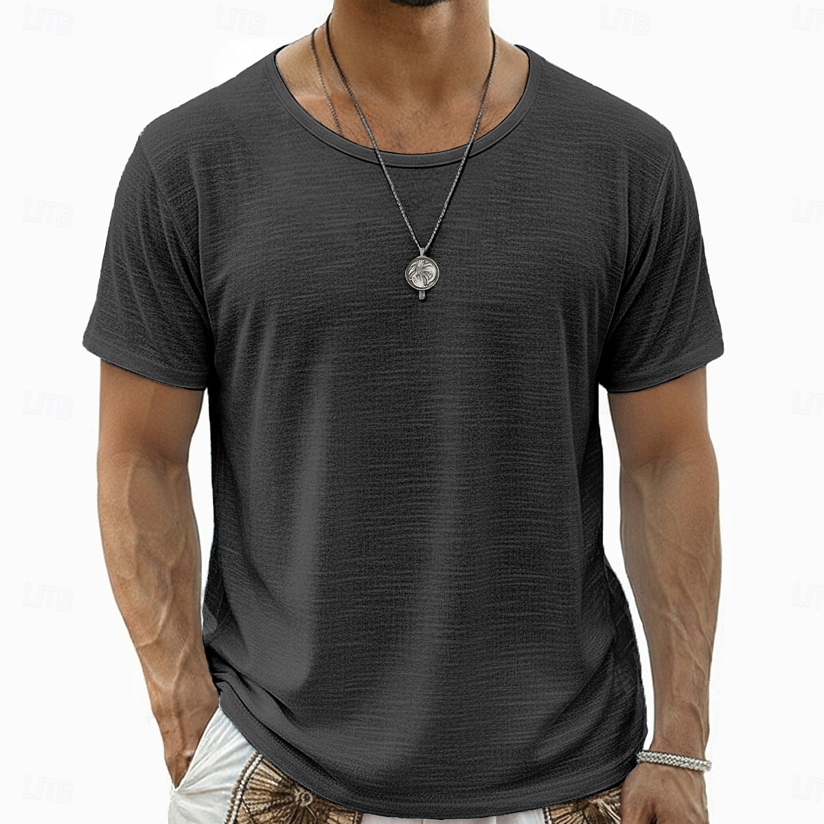 Bărbați Tee Top Tricou din in Manșon scurt În V Vară Culoare solidă Simplu Modă Designer De Bază De Bază Moale Casual Vacanță Stradă Albastru Deschis Alb Negru Top tricou pentru bărbați 2026 - $20.99 –P9