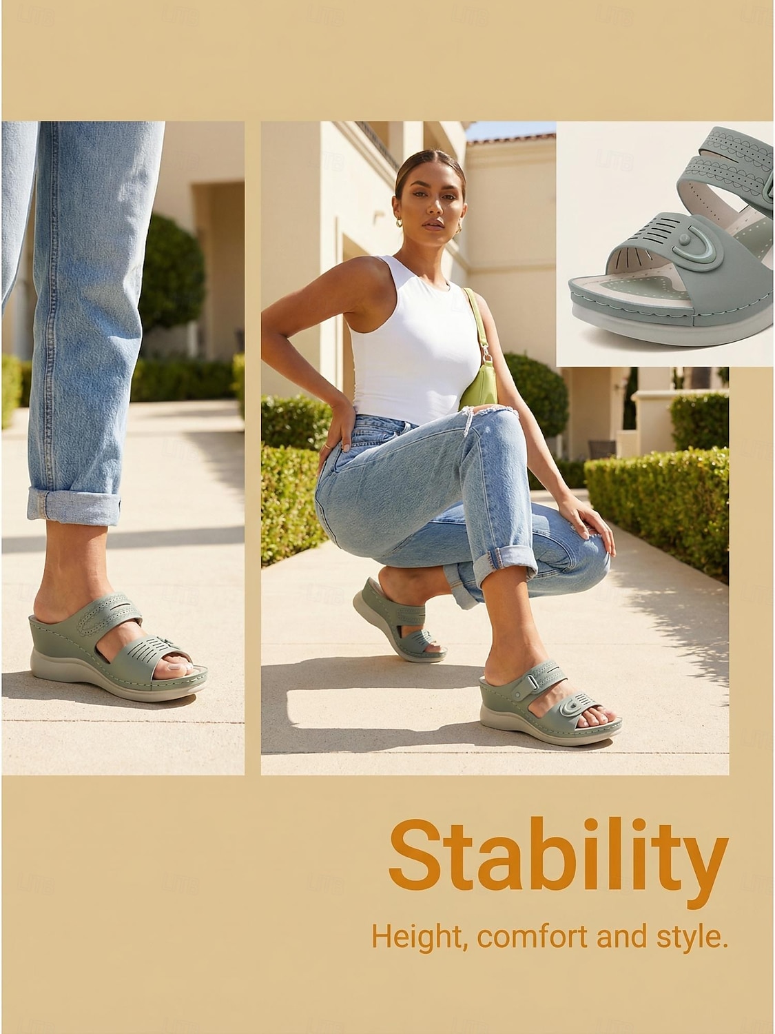Women's Green Wedge Sandals – Adjustable Strap Comfort Sandals with Arch Support, Lightweight Cushioned Walking Shoes for Travel, Daily Wear, Outdoor Walking & Garden Leisure 2026 - $34.99 –P1