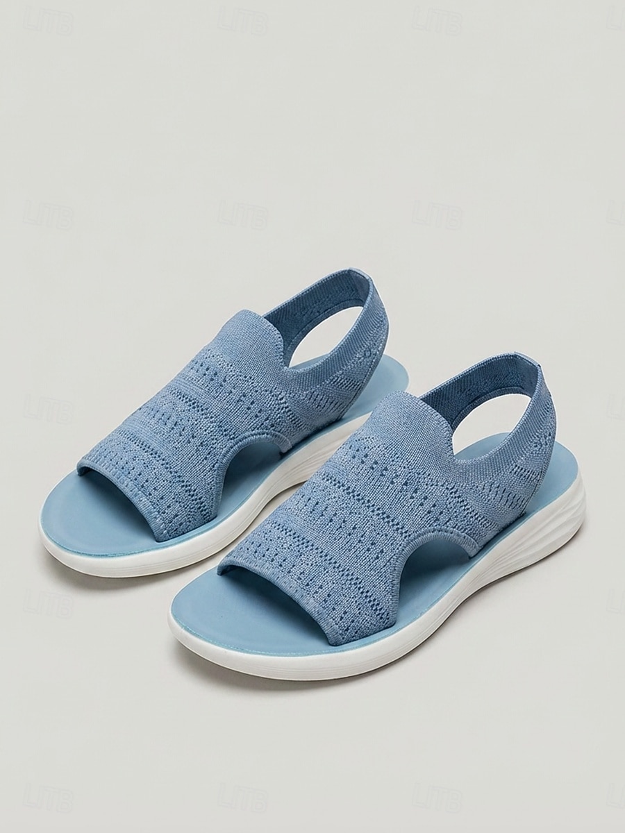 Sandálias esportivas femininas de malha azul – tecido elástico respirável, sandálias leves e confortáveis com sola acolchoada, ideais para caminhadas e viagens no verão. &roupa para uso diário de 2026 por $26.99 –P3