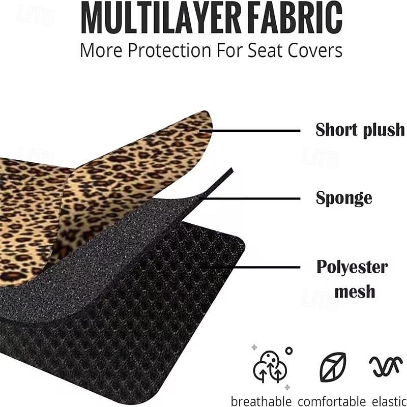 Leopard Print Car Seat Covers Full Set, Universal Fit Cheetah Auto Seat Protector for Women Girls, Front and Rear Seat Covers with Headrest Covers, Cute Car Decor (Multi-Color) 2026 - $58.99 –P5