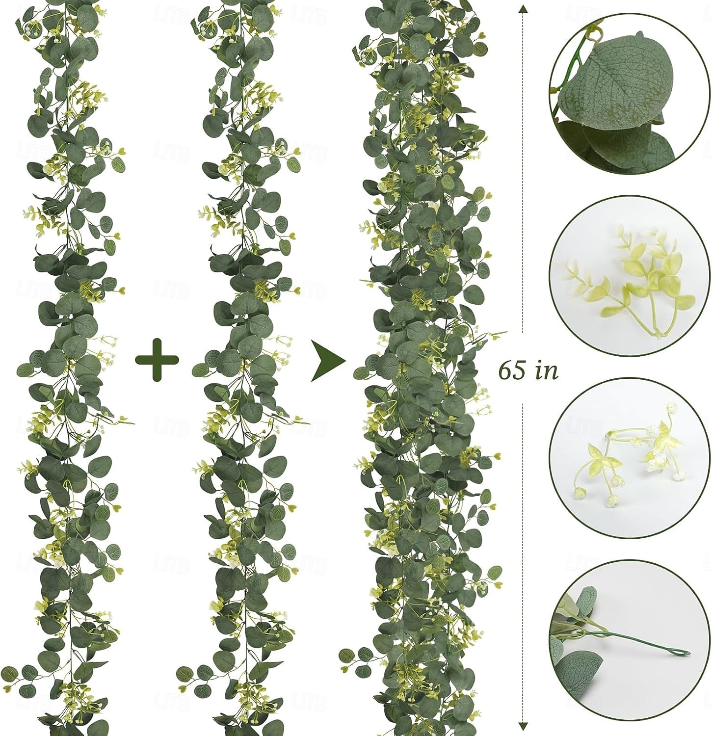 Girlanda z eukalyptových listů, umělý hedvábný list, stříbrný dolar, umělá zeleň, falešná závěsná girlanda z eukalyptových listů na stůl, svatební hostinu, interiér, exteriér, zeď, plášť, pokoj, 2026 - $13.99 –P2