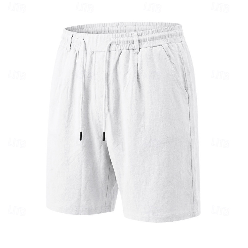 Homme Shorts Shorts en Lin Shorts d'été Shorts de plage Cordon de serrage Taille Élastique Uni Confort Respirant Longueur Genou Quotidien Extérieur Fête Vacances Mode Noir Blanche Non Elastique de 2026 ? $24.99 –P6