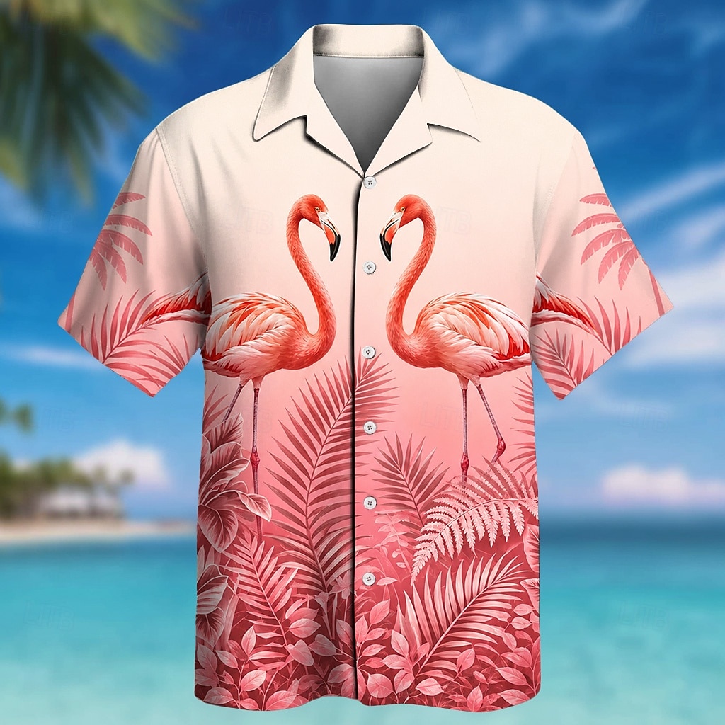 Men's Flamingo Coconut Palm Tropical Plants Summer Hawaiian Shirt Tropical Shirts Aloha Shirt Short Sleeve Hawaiian Daily Beach Vacation Wear Summer Spring Turndown 3D Print Button Up Shirts Blue Pink 2026 - $25.99 –P1
