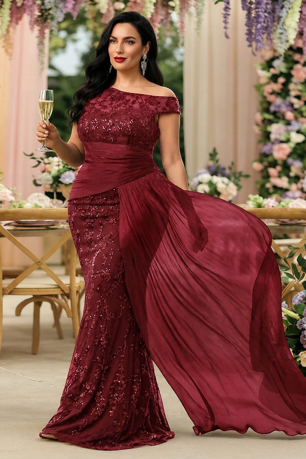 Schlauchkleid Bodenlang Abschlussballkleid Perlenbestickt Partykleid Brautmutterkleid Kurzarm Rundhalsausschnitt Elegant Vintage luxuriös Formeller Abend Hochzeitsfeier mit Perlenstickerei 2026 - $114.99 –P5