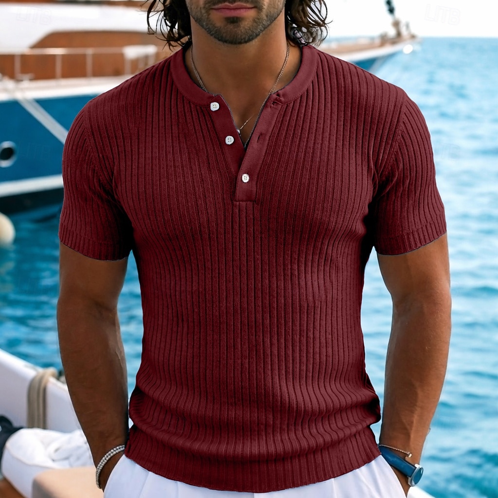 Homens T-shirt Manga Curta Côr Sólida Moda Designer Casual Patchwork Bloco de cor Bolso Com Zíper Estacionar Meio Zíper Henley Casual Diário Ao ar livre Verão Branco Cinzento Vinho Camiseta Henley de 2026 por $24.99 –P4