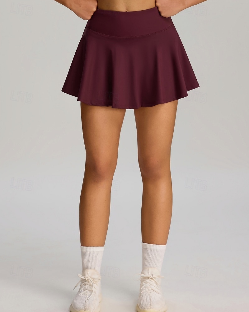 Women's Solid Colored Casual Skirt Tennis Skirts with Shorts Sport Skirt Pocket High Waist Quick Dry Elastic Sweat-Wicking Breathable Tennis Golf Running Skirt Black Red Navy Blue Tennis Clothing 2026 - $22.99 –P5