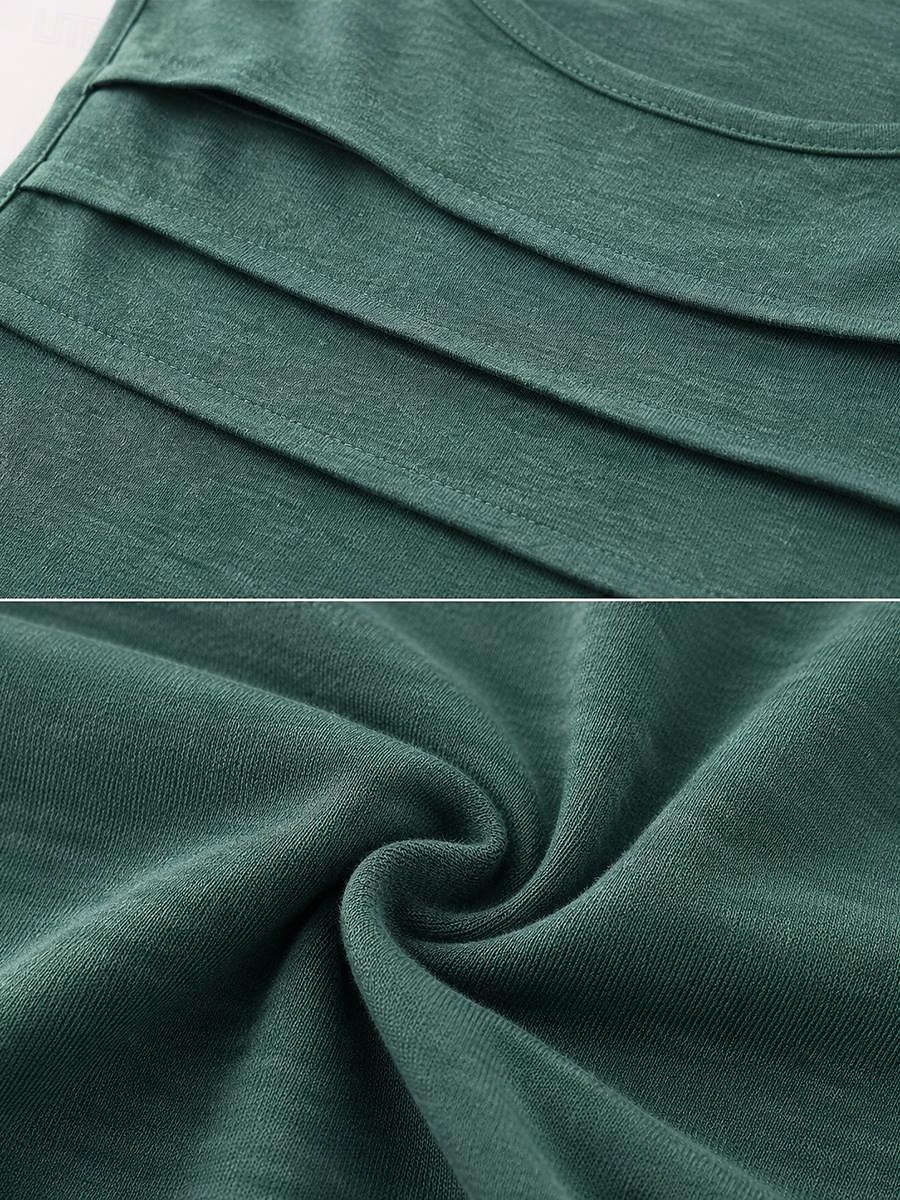 Women's Tank Top Casual Round Neck Ruched Detail Sleeveless Regular Tops Daily Black Green Khaki Summer Spring 2026 - $15.99 –P4