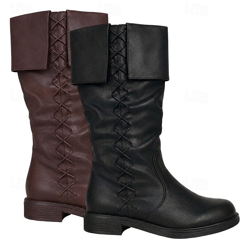 Medieval Renaissance Shoes Flat Jazz Boots Viking Crusader Fancy Dress Men's Unisex Pirate Steampunk Halloween Carnival Masquerade Party / Evening LARP Ren Faire Adults' Shoes 2026 - $58.99 –P2