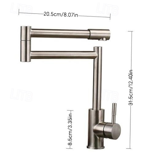 rubinetto da cucina, stile moderno in acciaio inox monocomando un foro nichel spazzolato riempitivo per pentole rubinetti da cucina retrò montati su ponte con acqua calda e fredda del 2026 a $203.99 –P1