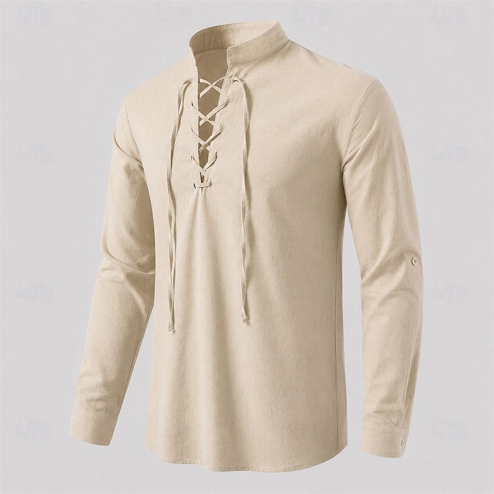 Medieval Renascentista Camisa Pirata Viking Mistura com algodão e linho Fantasia Homens Viking Pirata Dia Das Bruxas Carnaval Espetáculo LARP Ren Faire Adulto Camisa de 2026 por $31.99 –P8