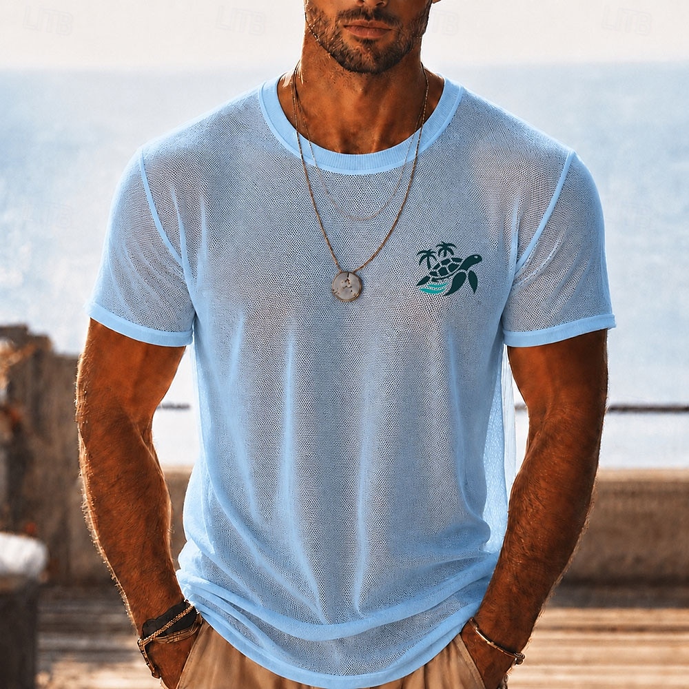 Camiseta de malla transparente para hombre, camisa de playa translúcida, top de verano para discoteca para hombre 2026 - $18.99 –P2