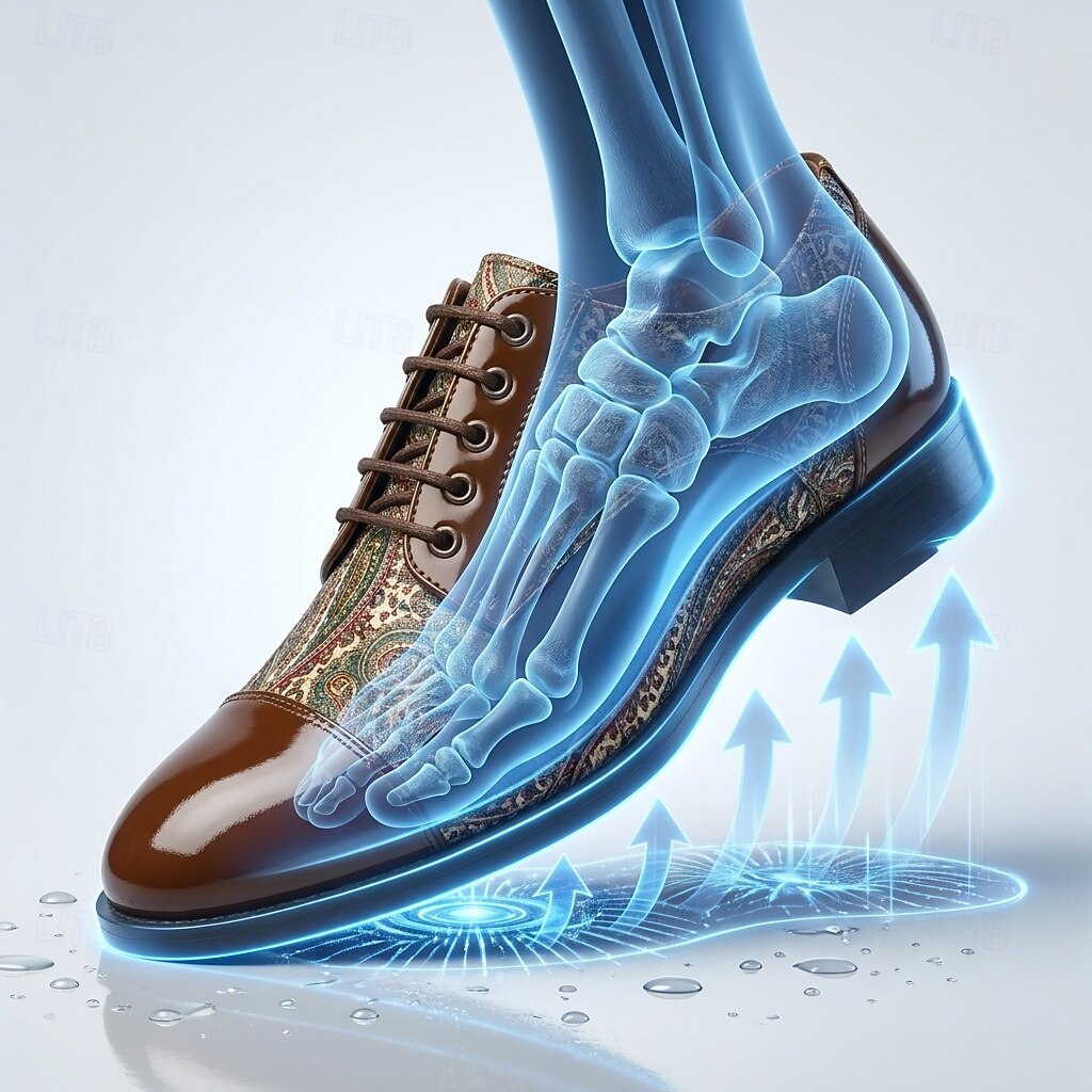 Zapatos Oxford marrones con estampado paisley para hombre, zapatos de vestir con cordones, puntera brillante, calzado elegante para bodas, banquetes, fiestas y ocasiones especiales. 2026 - $46.99 –P1