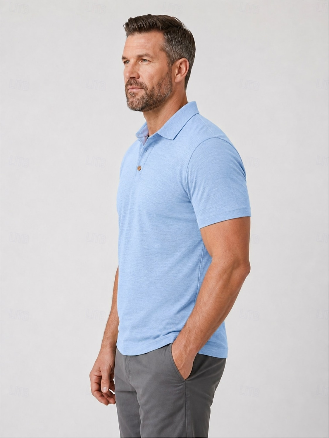 Polo en lin pour homme - manches courtes - noir, vert, bleu clair de 2026 ? $33.99 –P7