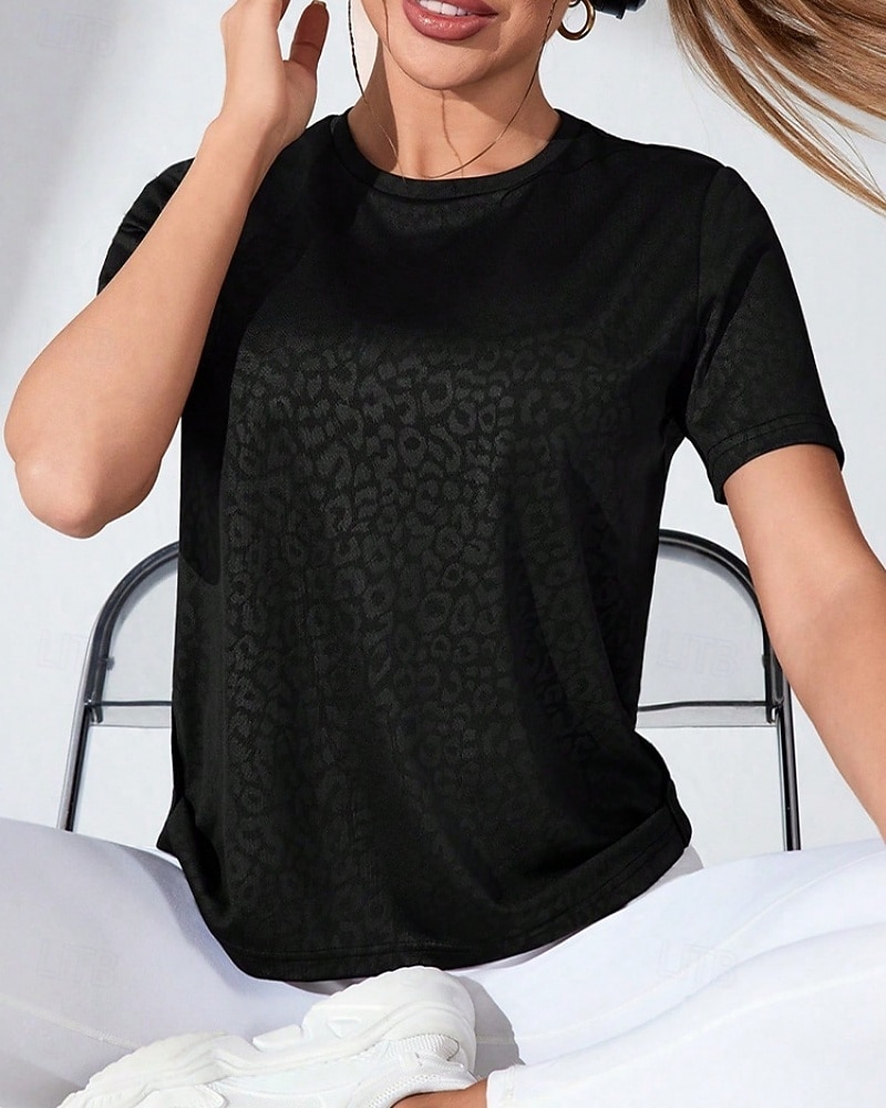 Dam Solid färg T-shirt för jogging Löpartopp Sport topp Sommar Vår Kortärmad Snabb tork Fuktabsorberande Andningsfunktion Gymträning Tennis Golf Löpning Svart Sportkläder Sportkläder 2026 - $16.99 –P5