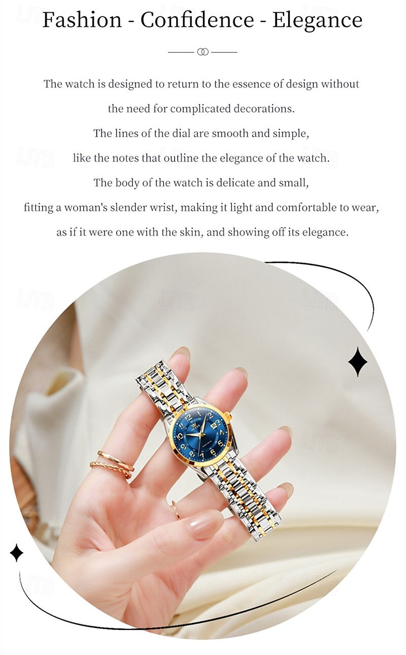 OLEVS Women's Watch Silver Stainless Steel Bracelet Black Dial Arabic Numerals Analog Quartz Watch with Date Display Waterproof Fashion Ladies Dress Watch for Women 2026 - $38.99 –P4
