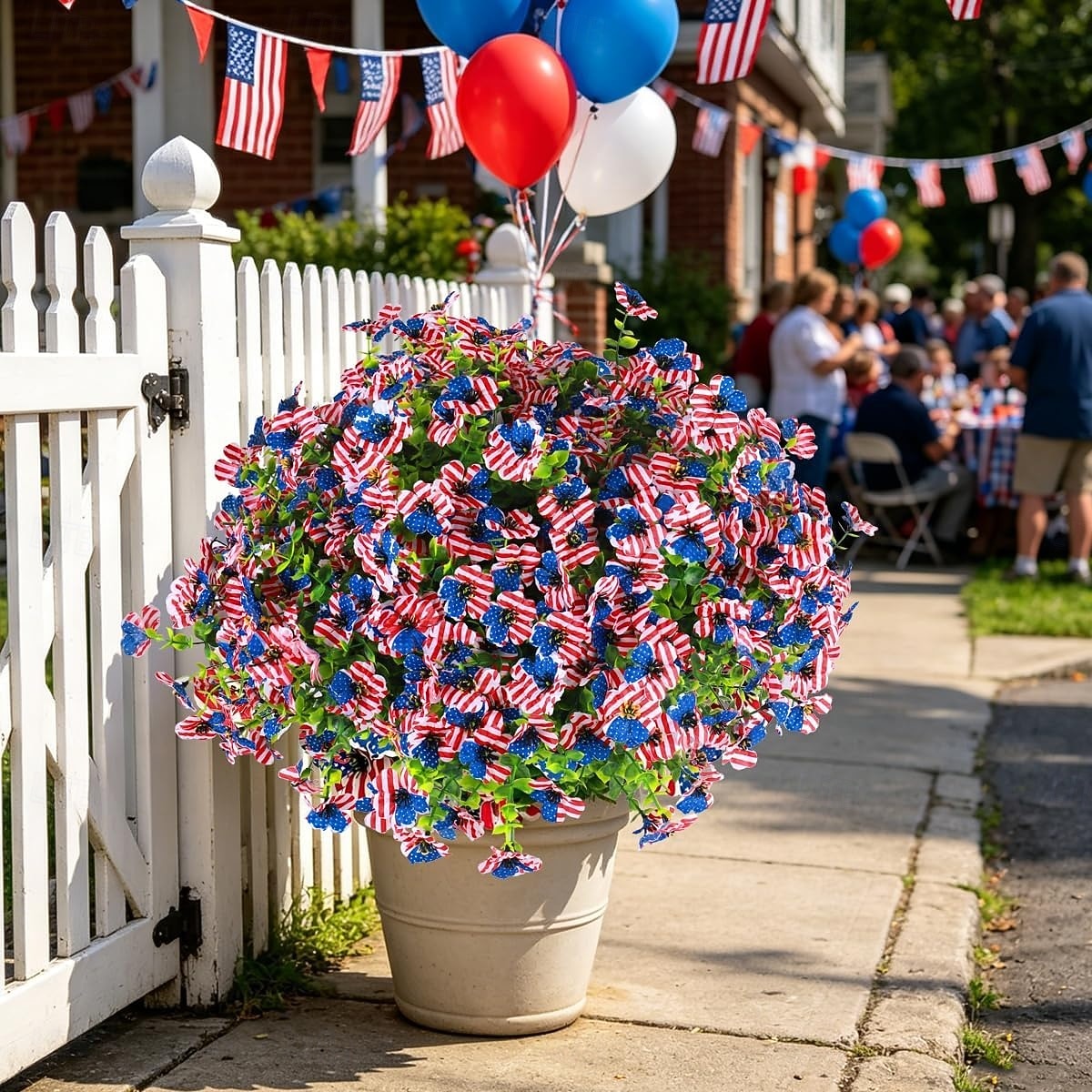 12 ramos de flores artificiais patrióticas com folhas de eucalipto, decoração vermelha, branca e azul para o 250º aniversário dos EUA, Dia da Memória e Dia dos Veteranos. de 2026 por $23.99 –P11