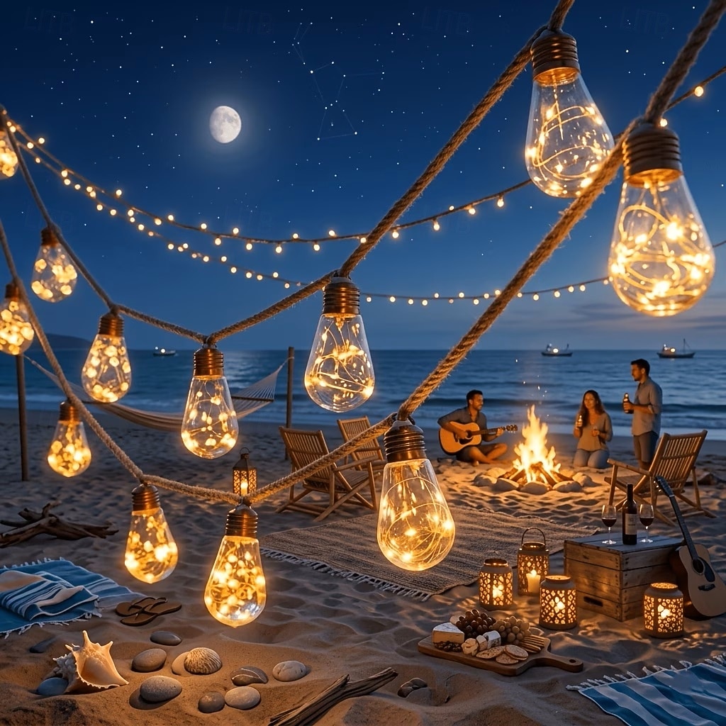 Solar Powered Outdoor Garden Lights 8m 16 Bulbs Fairy String Lights Outdoor Waterproof 8 Lighting Modes for Fence Garden Party Wedding Camp Christmas Decoration 2026 - $48.99 –P7