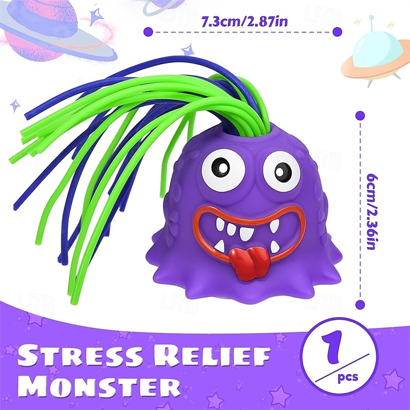 Conjunto de 2 monstros gritando com som, brinquedos sensoriais divertidos para puxar o cabelo, ideais para crianças e adultos, jogo interativo em família, monstro roxo para aliviar o estresse, de 2026 por $9.99 –P6