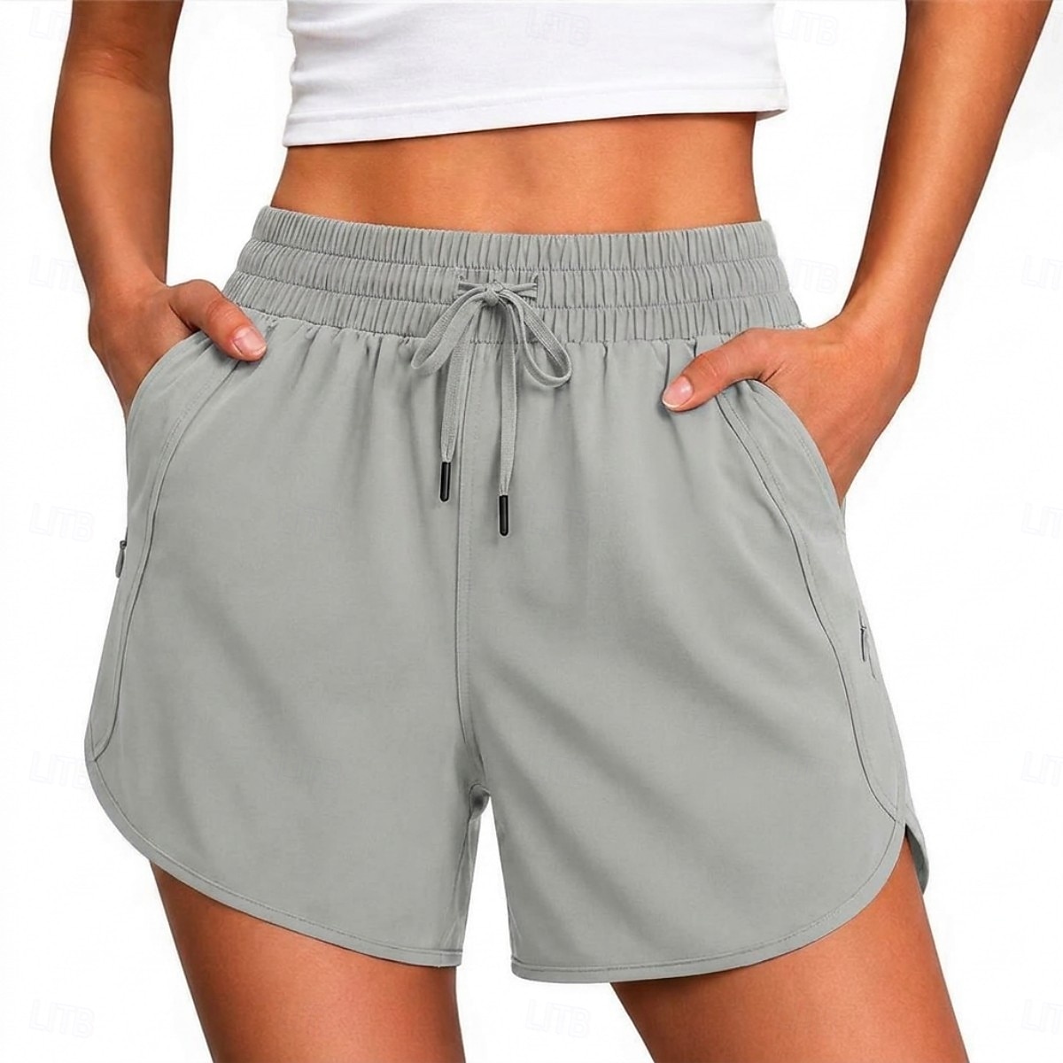 Women's Summer Shorts Running Shorts Sport Stylish Short Medium Waist Drawstring Quick Dry Breathability Casual Sports & Outdoor Violet Black ash-colored Khaki Summer Spring Regular Fit 2026 - $22.99 –P6