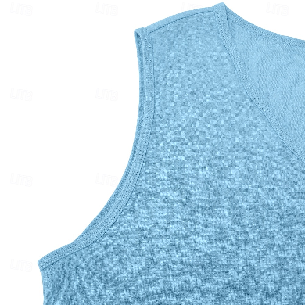Herren Tanktop aus Leinen Ärmelloses Shirt Unterhemd Ärmellos V Ausschnitt Sommer Einfach Mode Basic Böhmische Schlank Weich Strand Urlaub Alltagstauglich Schwarz Weiß Blau Top T-Shirt für Herren 2026 - $13.99 –P11